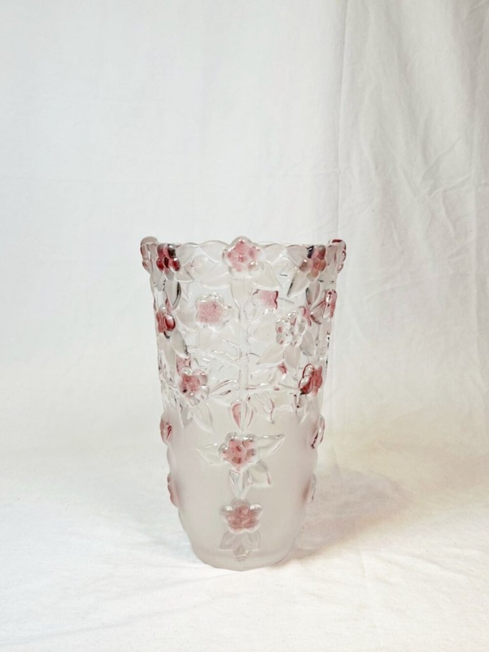 Studio Silversmiths Venezia Collection Large Pink Floral Fine Crystal Vase - Picture 4 of 5